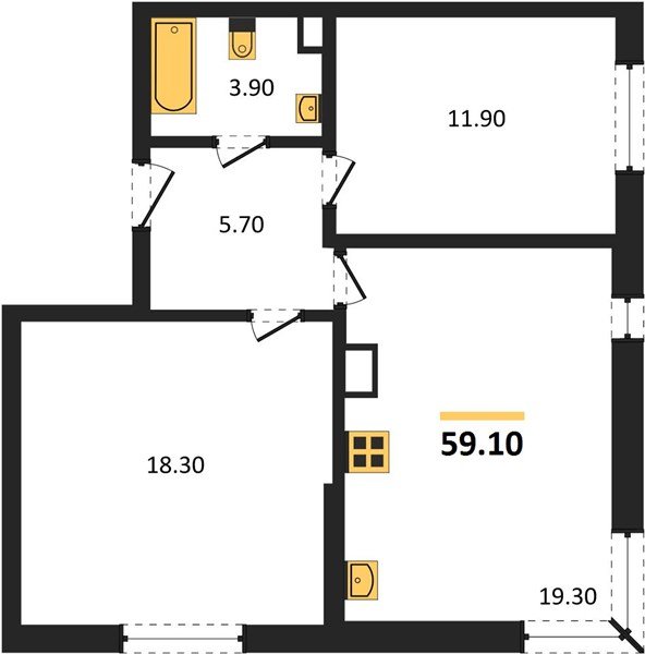 Фото №1: 2-комнатная квартира 59&nbsp;м², 8/16&nbsp;эт. - Краснодар, Прикубанский внутригородской округ, мкр. жилой комплекс Самолёт-6