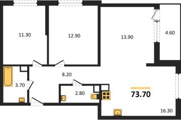 Фото №1: 3-комнатная квартира 73 м², 9/16 эт. - Краснодар, мкр. жилой комплекс Самолёт-6,