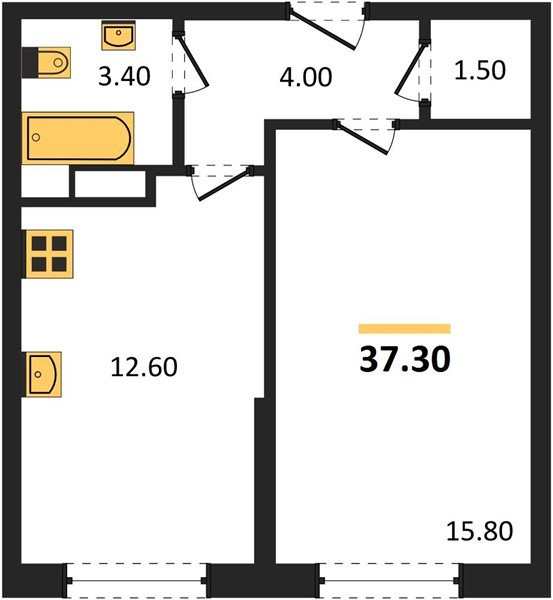 Фото №1: 1-комнатная квартира 37&nbsp;м², 3/16&nbsp;эт. - Краснодар, Прикубанский внутригородской округ, мкр. жилой комплекс Самолёт-6