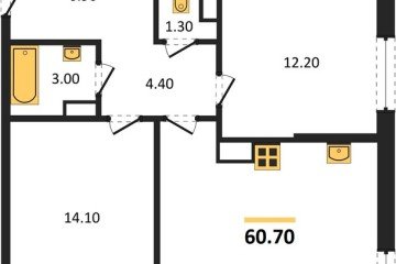 Фото №1: 2-комнатная квартира 60 м², 10/16 эт. - Краснодар, мкр. жилой комплекс Самолёт-6,