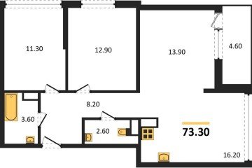 Фото №1: 3-комнатная квартира 73 м², 15/16 эт. - Краснодар, мкр. жилой комплекс Самолёт-6,
