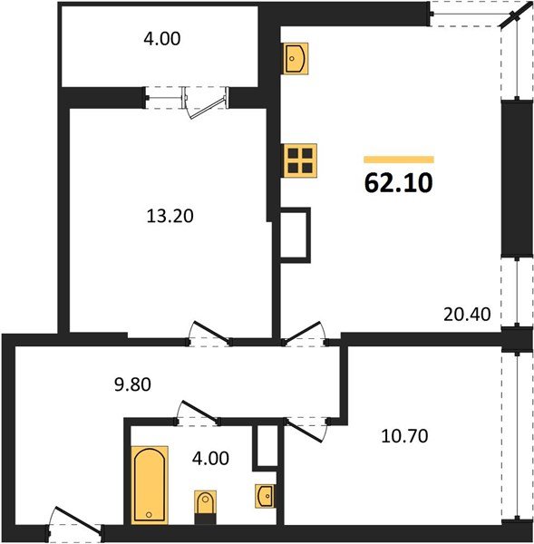 Фото №1: 2-комнатная квартира 62&nbsp;м², 16/16&nbsp;эт. - Краснодар, Прикубанский внутригородской округ, мкр. жилой комплекс Самолёт-6