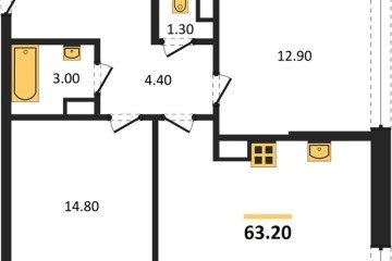 Фото №1: 2-комнатная квартира 63 м², 16/16 эт. - Краснодар, мкр. жилой комплекс Самолёт-6,