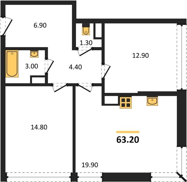 Фото №1: 2-комнатная квартира 63&nbsp;м², 16/16&nbsp;эт. - Краснодар, Прикубанский внутригородской округ, мкр. жилой комплекс Самолёт-6