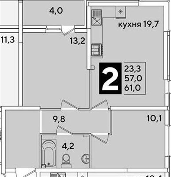 Фото №1: 2-комнатная квартира 61&nbsp;м², 2/16&nbsp;эт. - Краснодар, Прикубанский внутригородской округ, мкр. жилой комплекс Самолёт-6