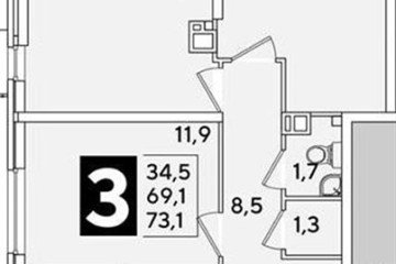 Фото №1: 3-комнатная квартира 73 м², 9/16 эт. - Краснодар, мкр. жилой комплекс Самолёт-6,