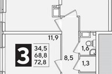 Фото №1: 3-комнатная квартира 72 м², 12/16 эт. - Краснодар, мкр. жилой комплекс Самолёт-6,