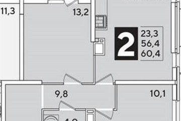 Фото №1: 2-комнатная квартира 60 м², 10/16 эт. - Краснодар, мкр. жилой комплекс Самолёт-6,