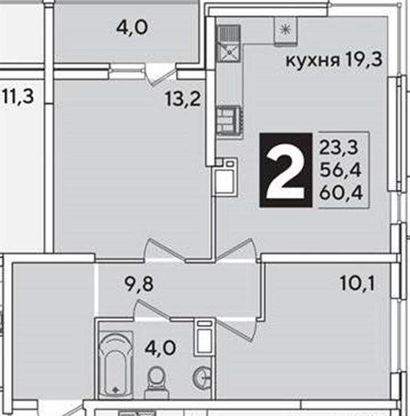 Фото №1: 2-комнатная квартира 60&nbsp;м², 11/16&nbsp;эт. - Краснодар, Прикубанский внутригородской округ, мкр. жилой комплекс Самолёт-6