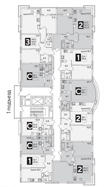 Фото №8: 2-комнатная квартира 60&nbsp;м², 14/16&nbsp;эт. - Краснодар, Прикубанский внутригородской округ, мкр. жилой комплекс Самолёт-6