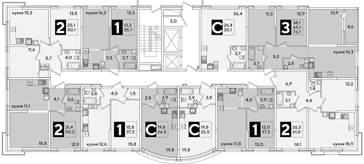 Фото №8: 2-комнатная квартира 61&nbsp;м², 3/16&nbsp;эт. - Краснодар, Прикубанский внутригородской округ, мкр. жилой комплекс Самолёт-6