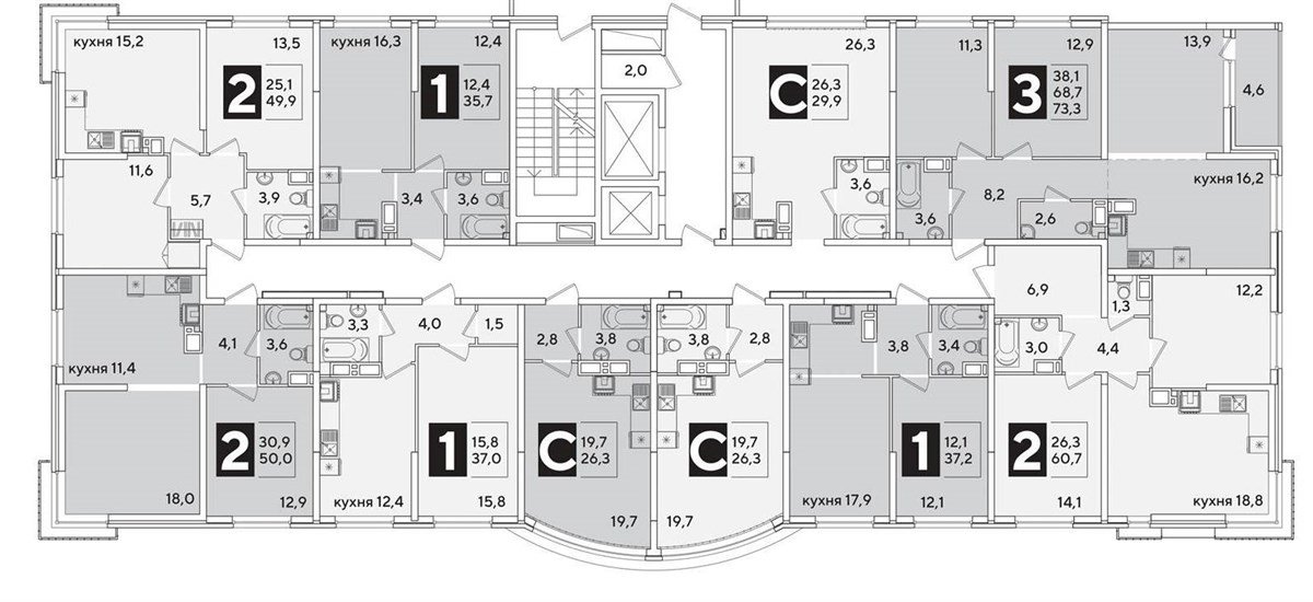 Фото №8: 3-комнатная квартира 73&nbsp;м², 10/16&nbsp;эт. - Краснодар, Прикубанский внутригородской округ, мкр. жилой комплекс Самолёт-6