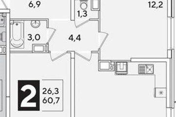 Фото №1: 2-комнатная квартира 60 м², 13/16 эт. - Краснодар, мкр. жилой комплекс Самолёт-6,