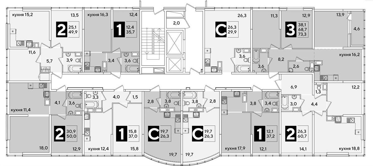 Фото №8: 2-комнатная квартира 60&nbsp;м², 15/16&nbsp;эт. - Краснодар, Прикубанский внутригородской округ, мкр. жилой комплекс Самолёт-6