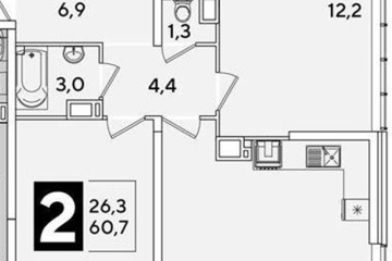 Фото №1: 2-комнатная квартира 60 м², 15/16 эт. - Краснодар, мкр. жилой комплекс Самолёт-6,