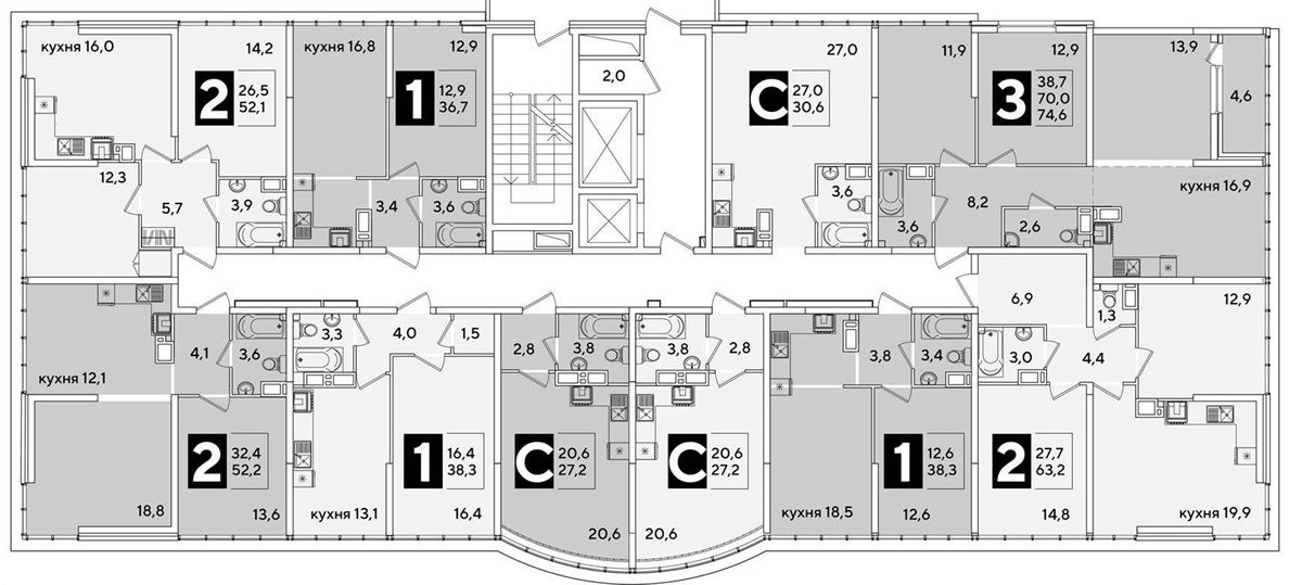 Фото №8: 3-комнатная квартира 74&nbsp;м², 16/16&nbsp;эт. - Краснодар, Прикубанский внутригородской округ, мкр. жилой комплекс Самолёт-6