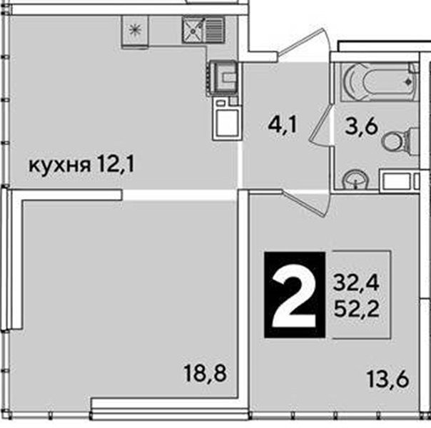 Фото №1: 2-комнатная квартира 52&nbsp;м², 16/16&nbsp;эт. - Краснодар, Прикубанский внутригородской округ, мкр. жилой комплекс Самолёт-6