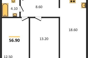 Фото №1: 2-комнатная квартира 56 м², 1/16 эт. - Краснодар, мкр. жилой комплекс Самолёт-6,