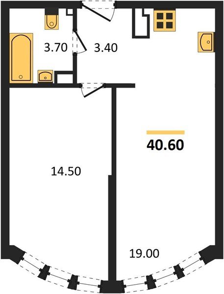 Фото №1: 1-комнатная квартира 40&nbsp;м², 3/16&nbsp;эт. - Краснодар, Прикубанский внутригородской округ, мкр. жилой комплекс Самолёт-6
