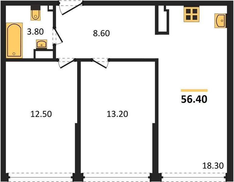 Фото №1: 2-комнатная квартира 56&nbsp;м², 15/16&nbsp;эт. - Краснодар, Прикубанский внутригородской округ, мкр. жилой комплекс Самолёт-6