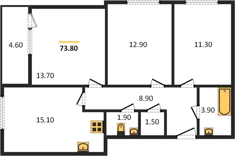 Фото №1: 3-комнатная квартира 73&nbsp;м², 1/16&nbsp;эт. - Краснодар, Прикубанский внутригородской округ, мкр. жилой комплекс Самолёт-6