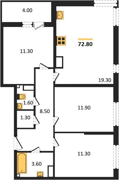 Фото №1: 3-комнатная квартира 72&nbsp;м², 12/16&nbsp;эт. - Краснодар, Прикубанский внутригородской округ, мкр. жилой комплекс Самолёт-6