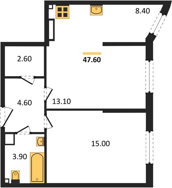 Фото №1: 2-комнатная квартира 47&nbsp;м², 5/16&nbsp;эт. - Краснодар, Прикубанский внутригородской округ, мкр. жилой комплекс Самолёт-6