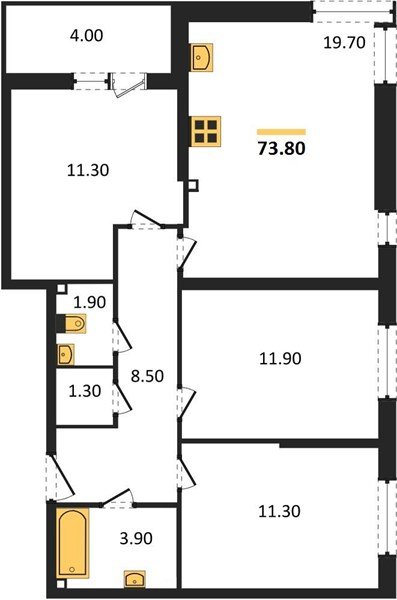 Фото №1: 3-комнатная квартира 73&nbsp;м², 2/16&nbsp;эт. - Краснодар, Прикубанский внутригородской округ, мкр. жилой комплекс Самолёт-6