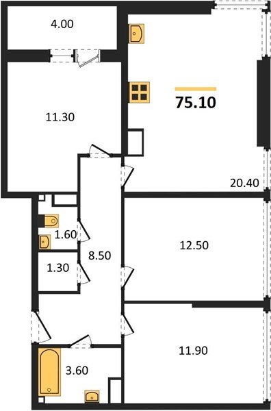 Фото №1: 3-комнатная квартира 75&nbsp;м², 16/16&nbsp;эт. - Краснодар, Прикубанский внутригородской округ, мкр. жилой комплекс Самолёт-6