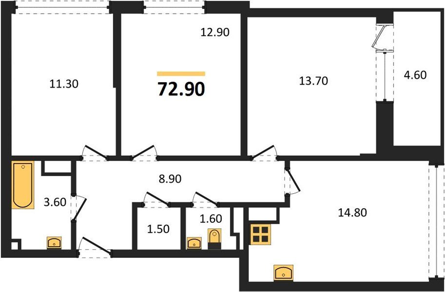Фото №1: 3-комнатная квартира 72&nbsp;м², 15/16&nbsp;эт. - Краснодар, Прикубанский внутригородской округ, мкр. жилой комплекс Самолёт-6