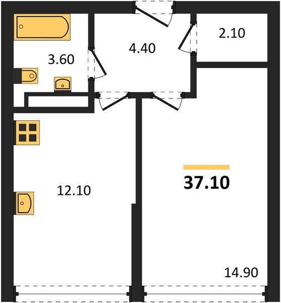 Фото №1: 1-комнатная квартира 37&nbsp;м², 15/16&nbsp;эт. - Краснодар, Прикубанский внутригородской округ, мкр. жилой комплекс Самолёт-6