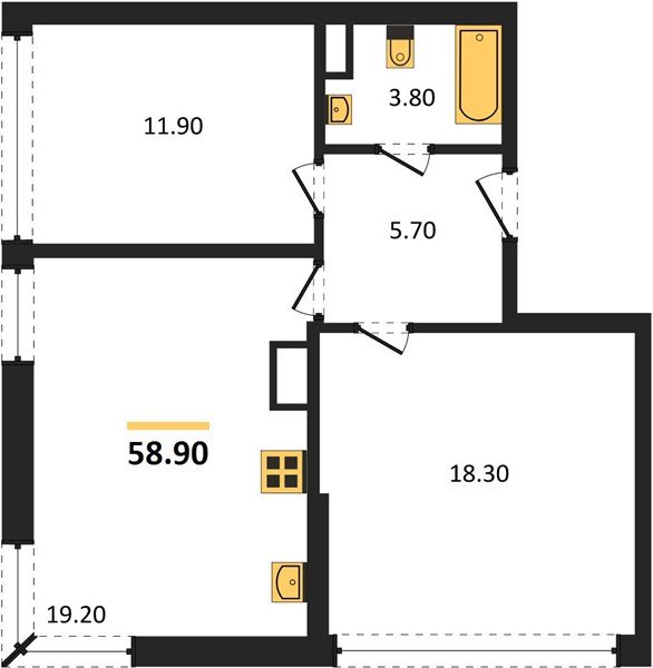 Фото №1: 2-комнатная квартира 58&nbsp;м², 15/16&nbsp;эт. - Краснодар, Прикубанский внутригородской округ, мкр. жилой комплекс Самолёт-6