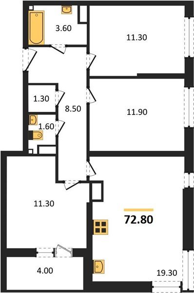 Фото №1: 3-комнатная квартира 72&nbsp;м², 14/16&nbsp;эт. - Краснодар, Прикубанский внутригородской округ, мкр. жилой комплекс Самолёт-6