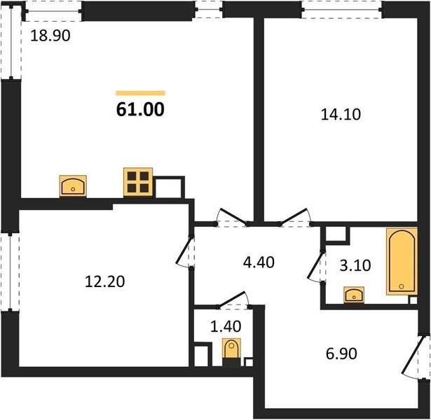 Фото №1: 2-комнатная квартира 61&nbsp;м², 6/16&nbsp;эт. - Краснодар, Прикубанский внутригородской округ, мкр. жилой комплекс Самолёт-6