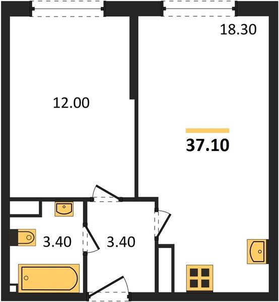 Фото №1: 1-комнатная квартира 37&nbsp;м², 10/16&nbsp;эт. - Краснодар, Прикубанский внутригородской округ, мкр. жилой комплекс Самолёт-6