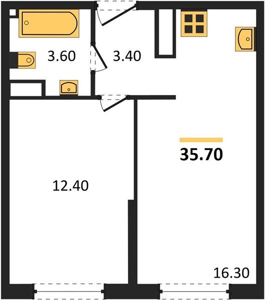 Фото №1: 1-комнатная квартира 35&nbsp;м², 10/16&nbsp;эт. - Краснодар, Прикубанский внутригородской округ, мкр. жилой комплекс Самолёт-6