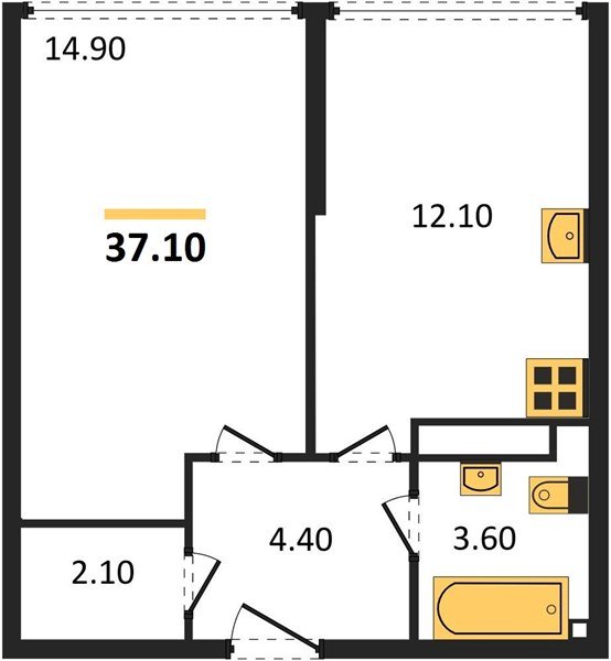 Фото №1: 1-комнатная квартира 37&nbsp;м², 15/16&nbsp;эт. - Краснодар, Прикубанский внутригородской округ, мкр. жилой комплекс Самолёт-6