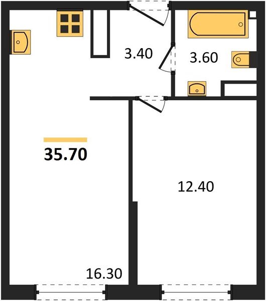 Фото №1: 1-комнатная квартира 35&nbsp;м², 11/16&nbsp;эт. - Краснодар, Прикубанский внутригородской округ, мкр. жилой комплекс Самолёт-6