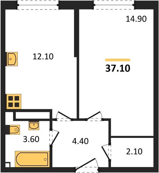 Фото №1: 1-комнатная квартира 37&nbsp;м², 10/16&nbsp;эт. - Краснодар, Прикубанский внутригородской округ, мкр. жилой комплекс Самолёт-6