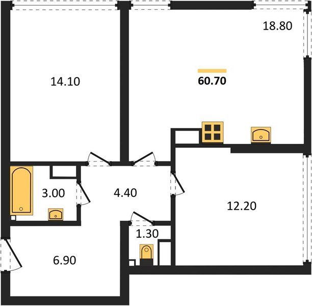 Фото №1: 2-комнатная квартира 60&nbsp;м², 15/16&nbsp;эт. - Краснодар, Прикубанский внутригородской округ, мкр. жилой комплекс Самолёт-6