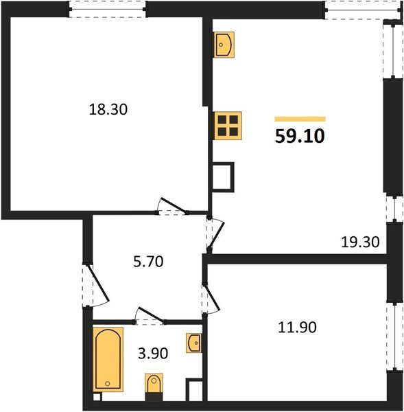 Фото №1: 2-комнатная квартира 59&nbsp;м², 6/16&nbsp;эт. - Краснодар, Прикубанский внутригородской округ, мкр. жилой комплекс Самолёт-6
