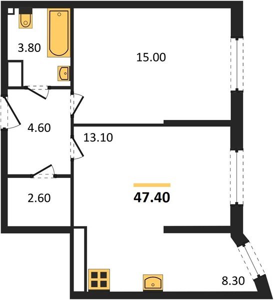 Фото №1: 2-комнатная квартира 47&nbsp;м², 14/16&nbsp;эт. - Краснодар, Прикубанский внутригородской округ, мкр. жилой комплекс Самолёт-6