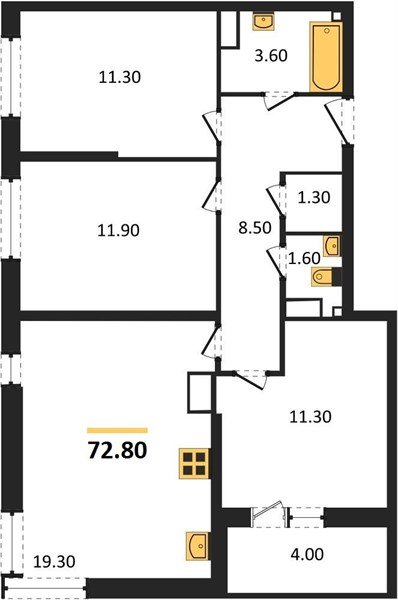 Фото №1: 3-комнатная квартира 72&nbsp;м², 10/16&nbsp;эт. - Краснодар, Прикубанский внутригородской округ, мкр. жилой комплекс Самолёт-6