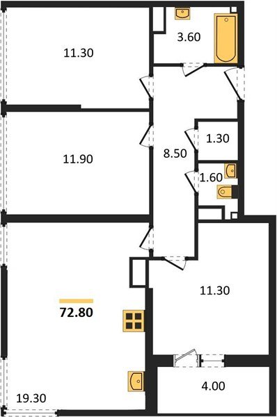 Фото №1: 3-комнатная квартира 72&nbsp;м², 15/16&nbsp;эт. - Краснодар, Прикубанский внутригородской округ, мкр. жилой комплекс Самолёт-6