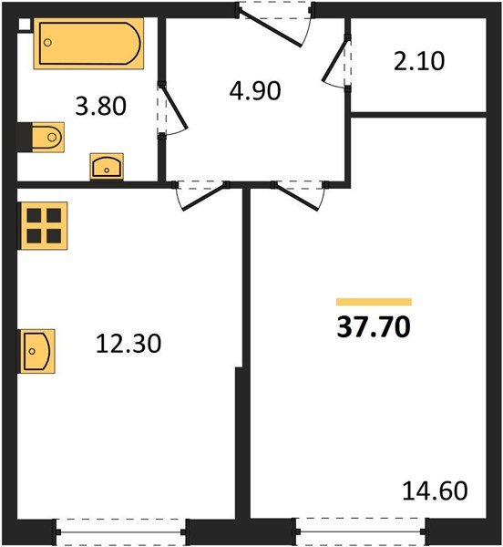Фото №1: 1-комнатная квартира 37&nbsp;м², 2/16&nbsp;эт. - Краснодар, Прикубанский внутригородской округ, мкр. жилой комплекс Самолёт-6