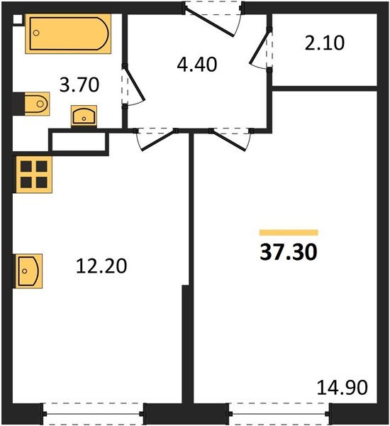 Фото №1: 1-комнатная квартира 37&nbsp;м², 5/16&nbsp;эт. - Краснодар, Прикубанский внутригородской округ, мкр. жилой комплекс Самолёт-6