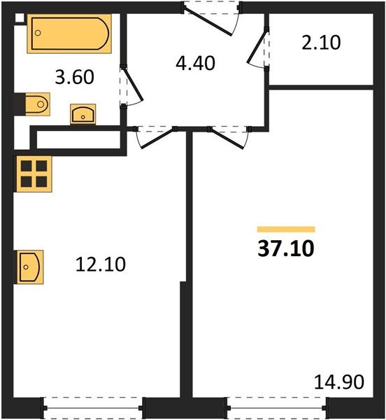 Фото №1: 1-комнатная квартира 37&nbsp;м², 11/16&nbsp;эт. - Краснодар, Прикубанский внутригородской округ, мкр. жилой комплекс Самолёт-6
