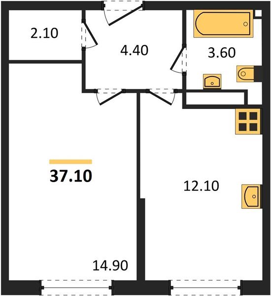 Фото №1: 1-комнатная квартира 37&nbsp;м², 15/16&nbsp;эт. - Краснодар, Прикубанский внутригородской округ, мкр. жилой комплекс Самолёт-6