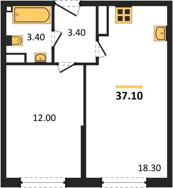 Фото №1: 1-комнатная квартира 37&nbsp;м², 13/16&nbsp;эт. - Краснодар, Прикубанский внутригородской округ, мкр. жилой комплекс Самолёт-6