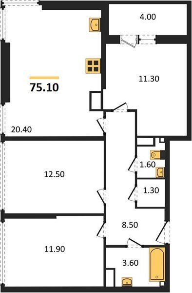 Фото №1: 3-комнатная квартира 75&nbsp;м², 16/16&nbsp;эт. - Краснодар, Прикубанский внутригородской округ, мкр. жилой комплекс Самолёт-6